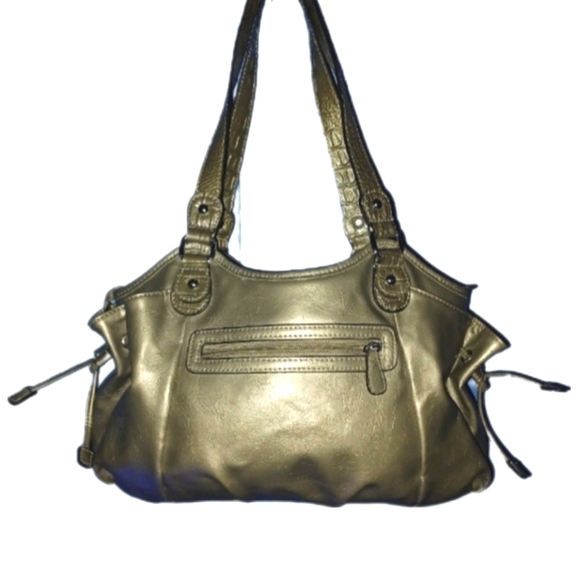 Nicole Miller Pewter Gold Glossy Shoulder Bag - Picture 4 of 6